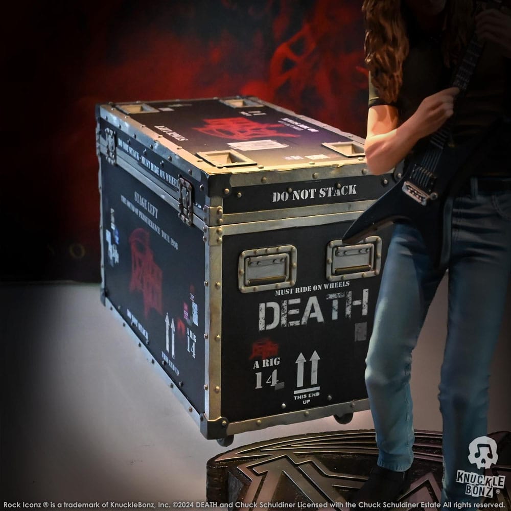 Death Estatua Rock Ikonz On Tour Road Case & Telón de fondo del escenario The Sound of Perseverance Tour 1998