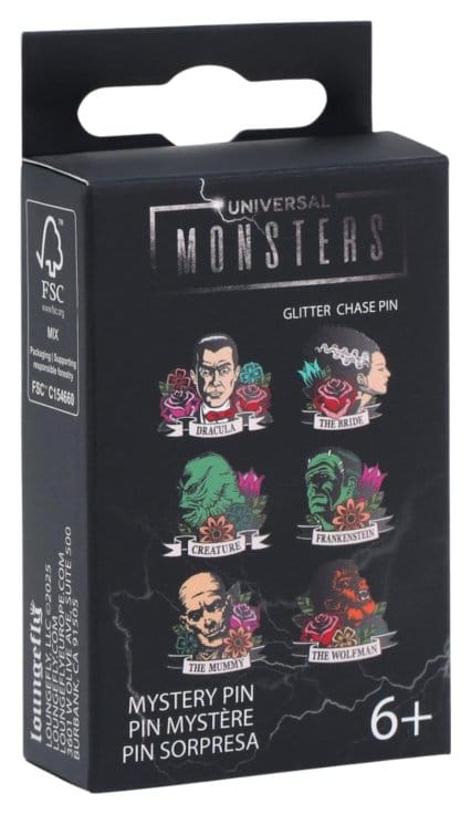 Universal Monsters Chapas esmaltadas Floral Tattoo Mystery Blind Expositor (12)