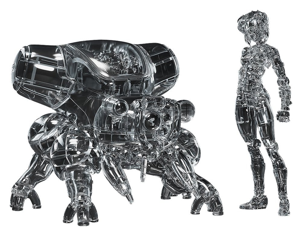 Ghost in the Shell Maqueta Plastic Model Kit PLAMAX minimum factory Motoko Kusanagi con Fuchikoma: Thermoptic Camouflage Ver. 8 cm