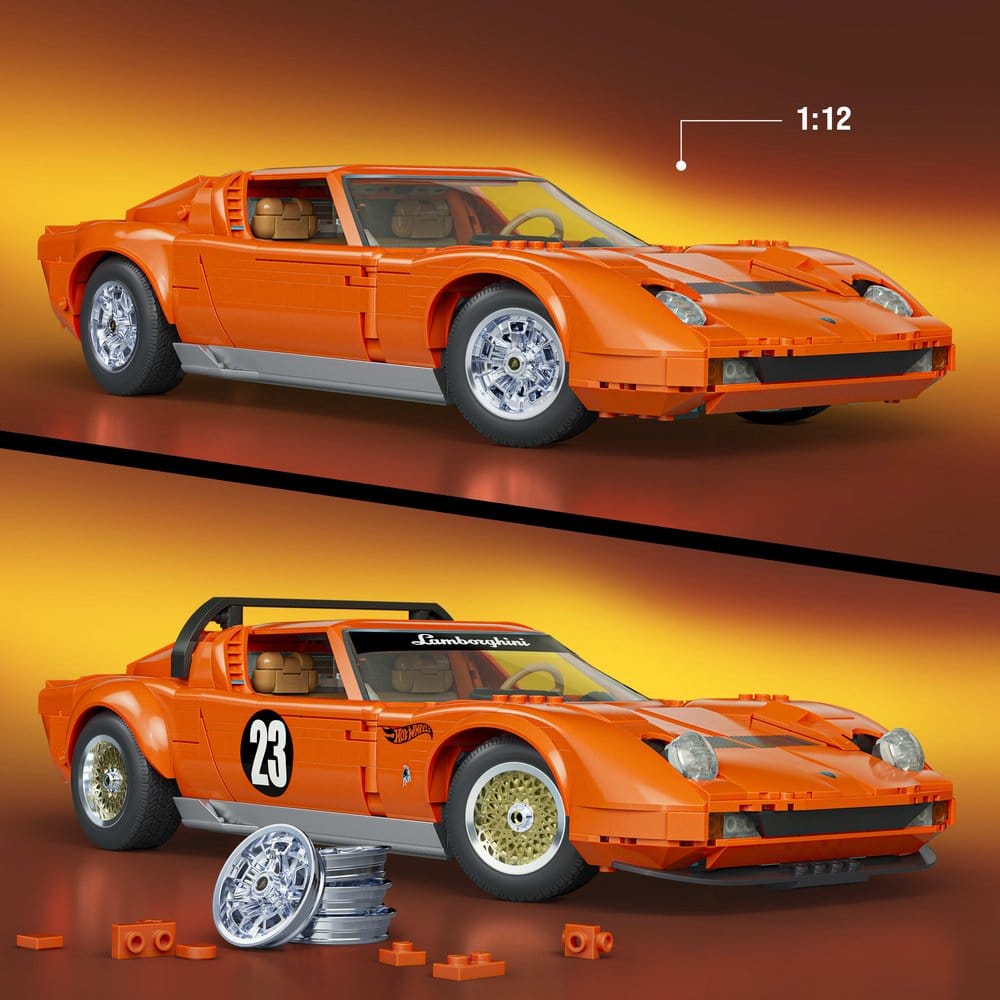Hot Wheels Premium Mattel Brick Shop Kit de Construcción 1/12 Lamborghini Miura P400 SV