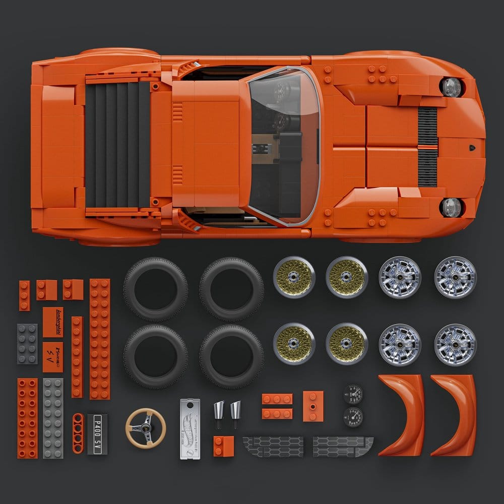 Hot Wheels Premium Mattel Brick Shop Kit de Construcción 1/12 Lamborghini Miura P400 SV