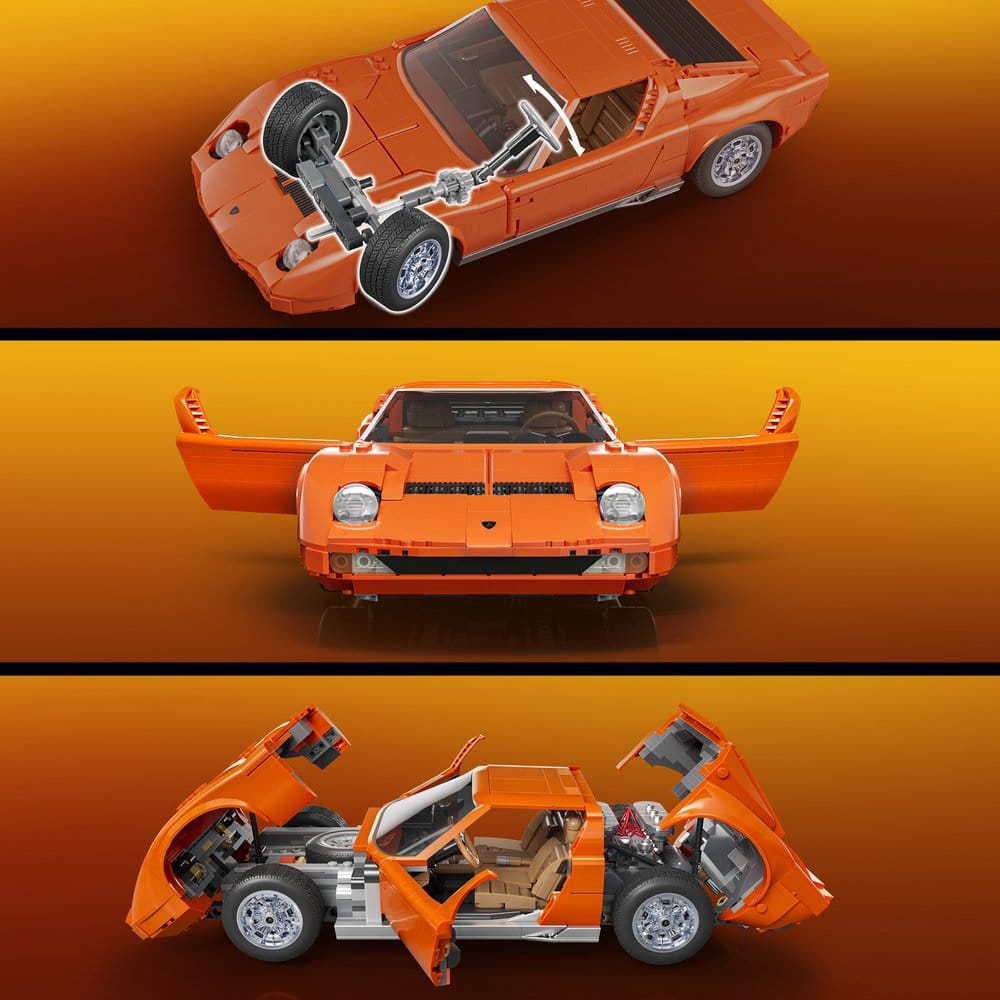 Hot Wheels Premium Mattel Brick Shop Kit de Construcción 1/12 Lamborghini Miura P400 SV