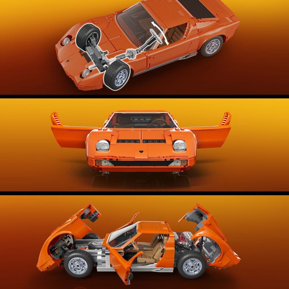 Hot Wheels Premium Mattel Brick Shop Kit de Construcción 1/12 Lamborghini Miura P400 SV