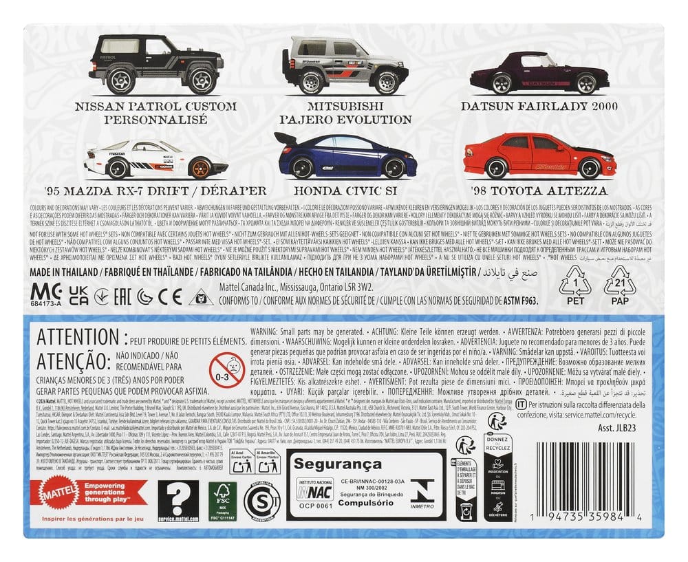 Hot Wheels Silver Series Pack de 6 Vehículos Die-Cast 1/64 Streets of Japan