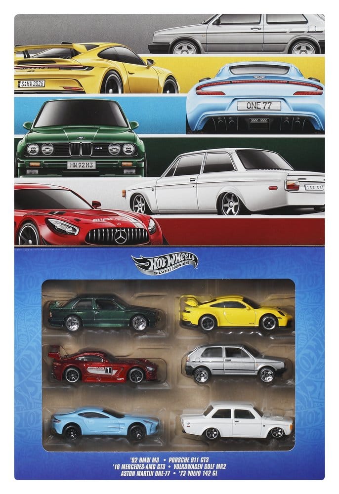 Hot Wheels Silver Series Pack de 6 Vehículos Die-Cast 1/64 Euro Style