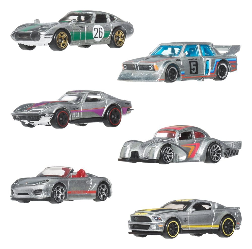 Hot Wheels Silver Series Pack de 6 Vehículos Die-Cast 1/64 ZAMAC Frikytopia