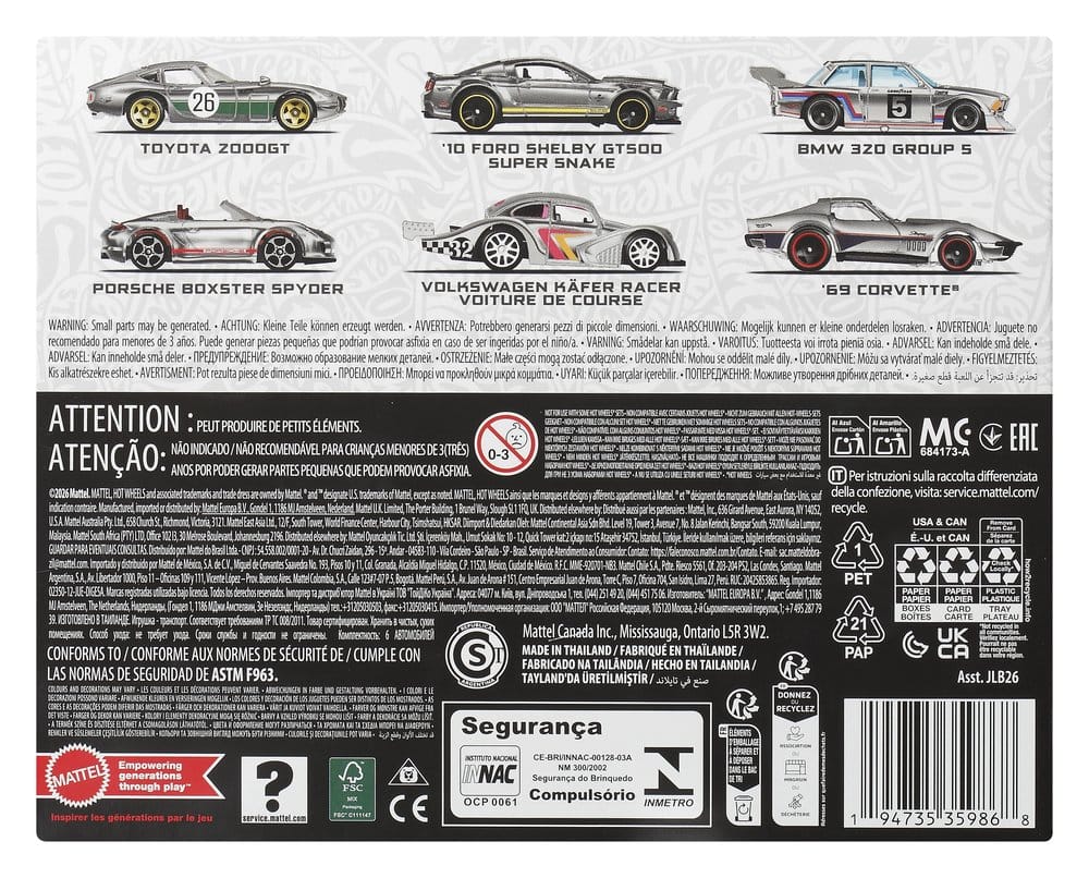 Hot Wheels Silver Series Pack de 6 Vehículos Die-Cast 1/64 ZAMAC