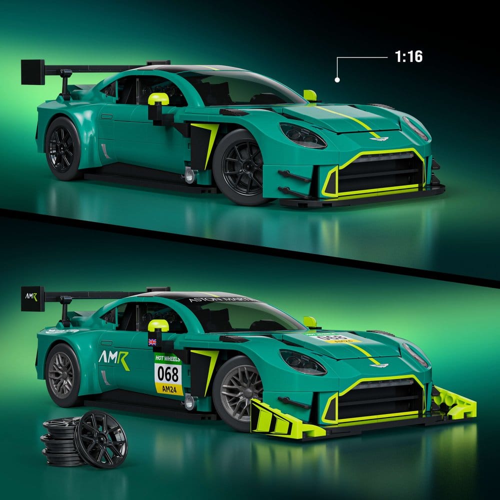 Hot Wheels Elite Mattel Brick Shop Kit de Construcción 1/16 '24 Aston Martin Vantage GT3