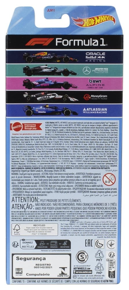Blister 5 coches F1 Hot Wheels
