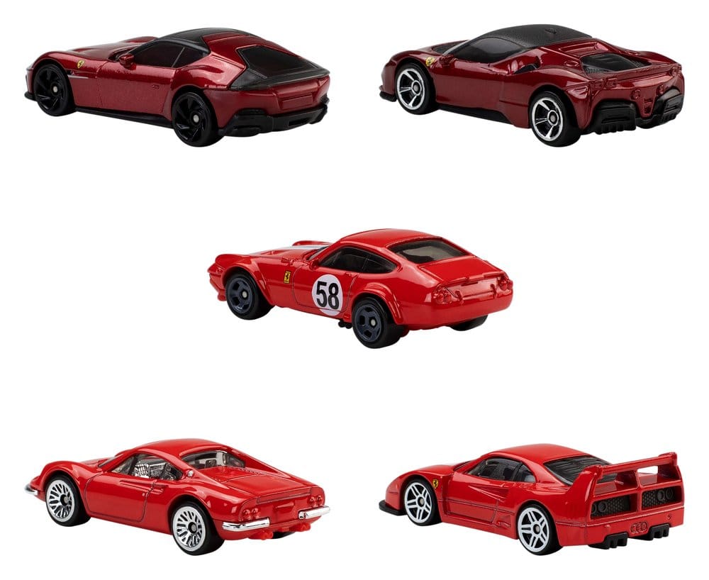 Blister 5 vehiculos Ferrari Hot Wheels