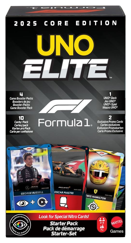 Formula 1 UNO Juego de Cartas Elite F1 Starter-Set