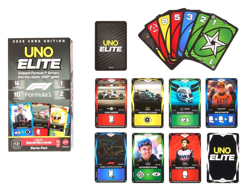Formula 1 UNO Juego de Cartas Elite F1 Starter-Set