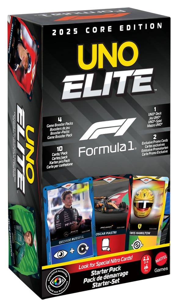 Formula 1 UNO Juego de Cartas Elite F1 Starter-Set