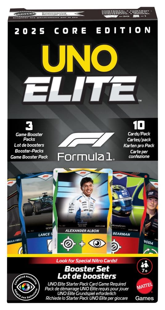 Formula 1 UNO Juego de Cartas Elite F1 Booster-Set Frikytopia