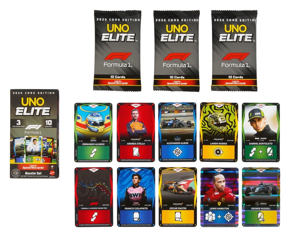 Formula 1 UNO Juego de Cartas Elite F1 Booster-Set