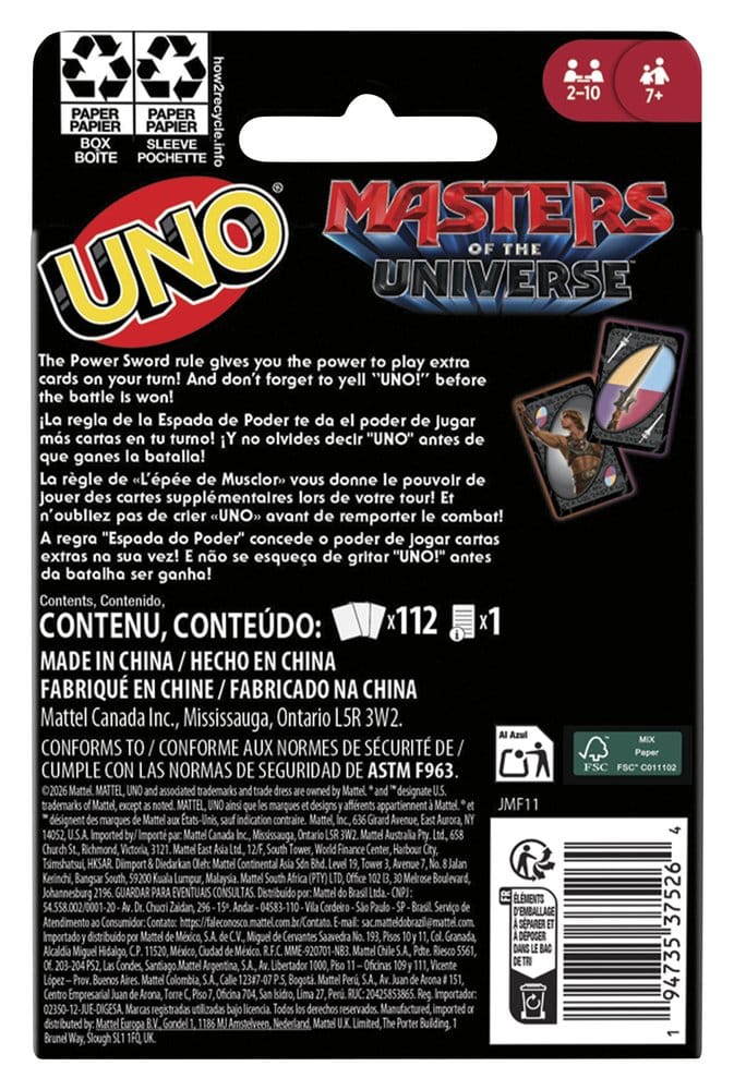 Masters of the Universe 2026 Movie UNO Juego de Cartas