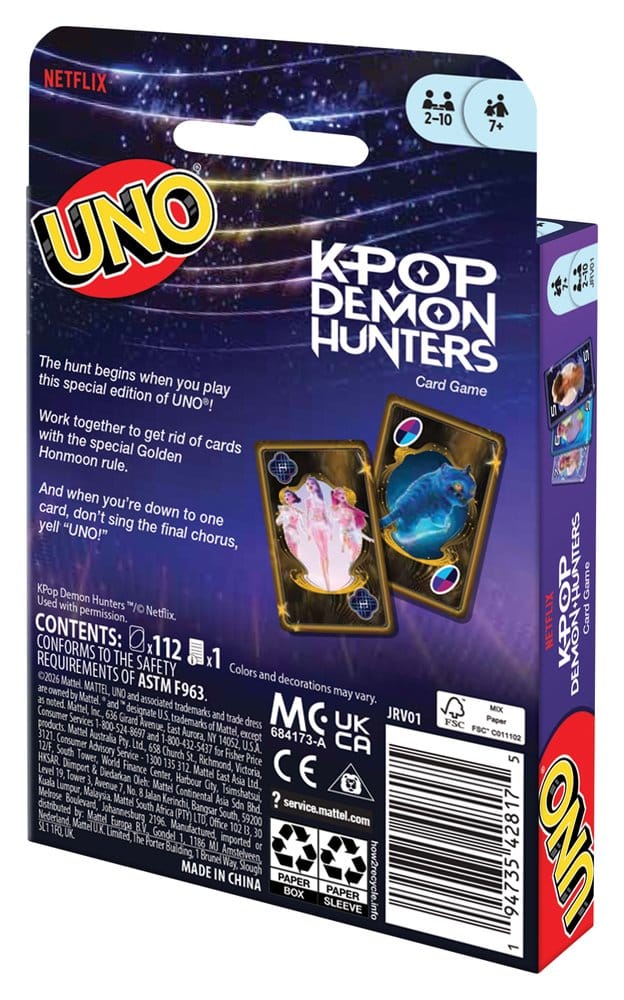 Juego cartas UNO K-Pop Demon Hunters