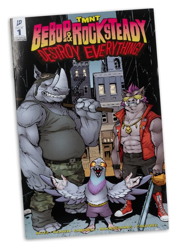 TEENAGE MUTANT NINJA TURLES 5IN Figura WITH COMIC WV2 ROCKSTEADY