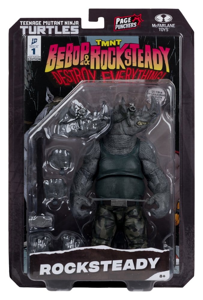 TEENAGE MUTANT NINJA TURLES 5IN Figura WITH COMIC WV2 ROCKSTEADY