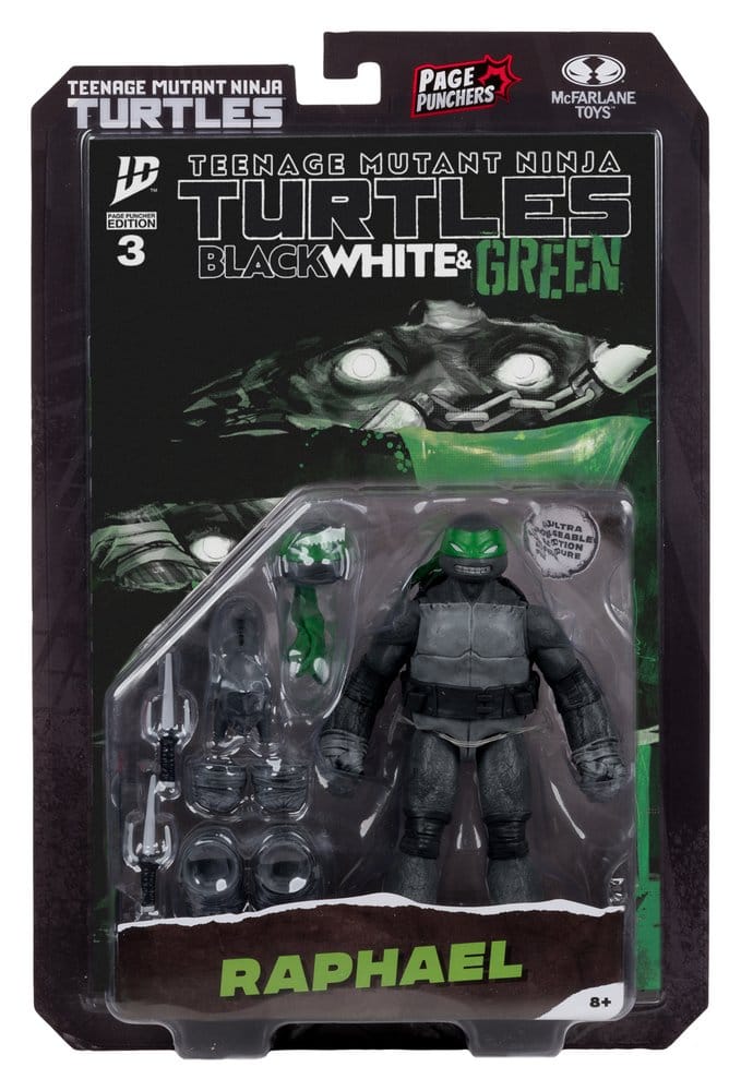 Las Tortugas Ninja Page Punchers Figura Raphael (Black White & Green) (Red Platinum Edition) 13 cm