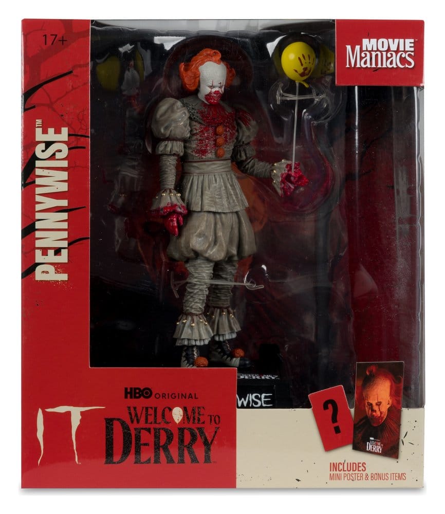 MOVIE MANIACS 6INCH POSED WELCOME TO DERRY WV2 PENNYWISE BLOODY