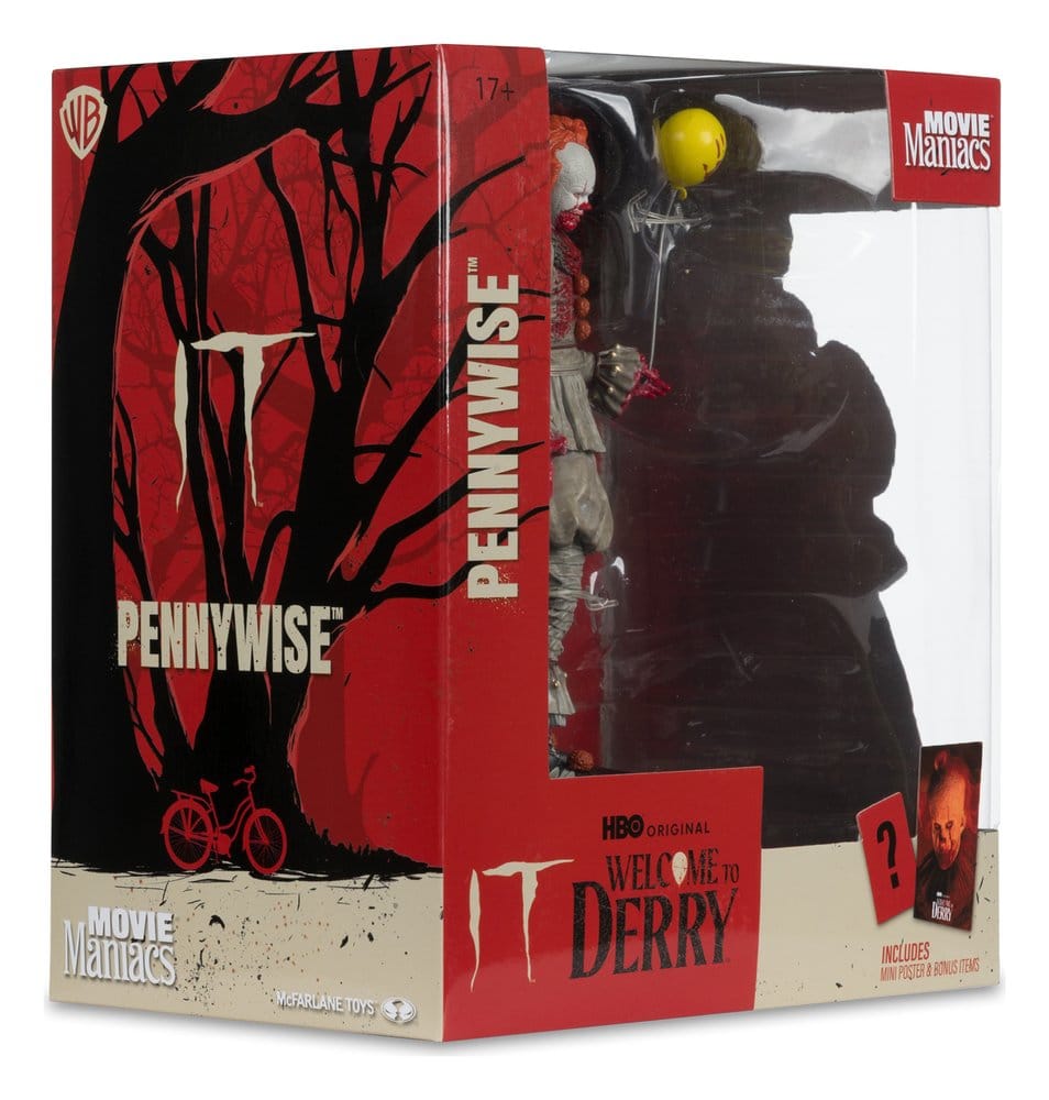 MOVIE MANIACS 6INCH POSED WELCOME TO DERRY WV2 PENNYWISE BLOODY