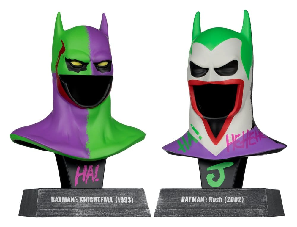 Batman DC Direct Mini Réplica 1/3 Pack de 2 Máscaras de Batman Hush & Knightfall (Jokerized) (Gold Label) 18 cm Frikytopia