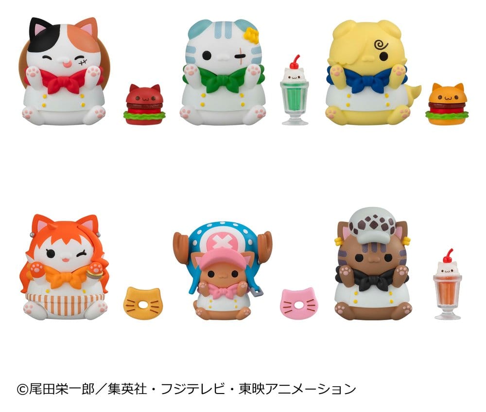 One Piece Mega Cat Project Figuras Mini NyanPieceNyan! Diner! 3 cm Blind Box Expositor (6) Frikytopia