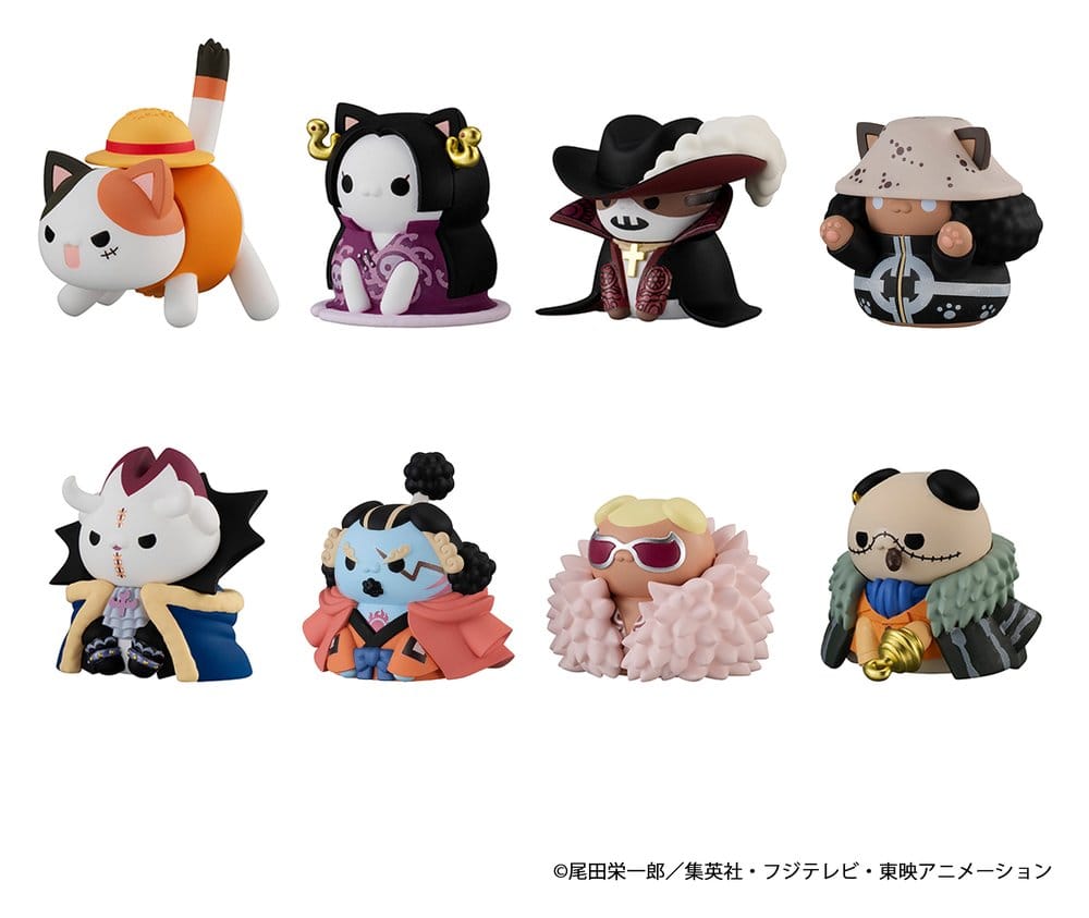 One Piece Mega Cat Project Nyan Piece Nyan! Luffy & the Seven Warlords of the Sea Figuras Mini 3 cm Blind Box Expositor (8) (Repeat)
