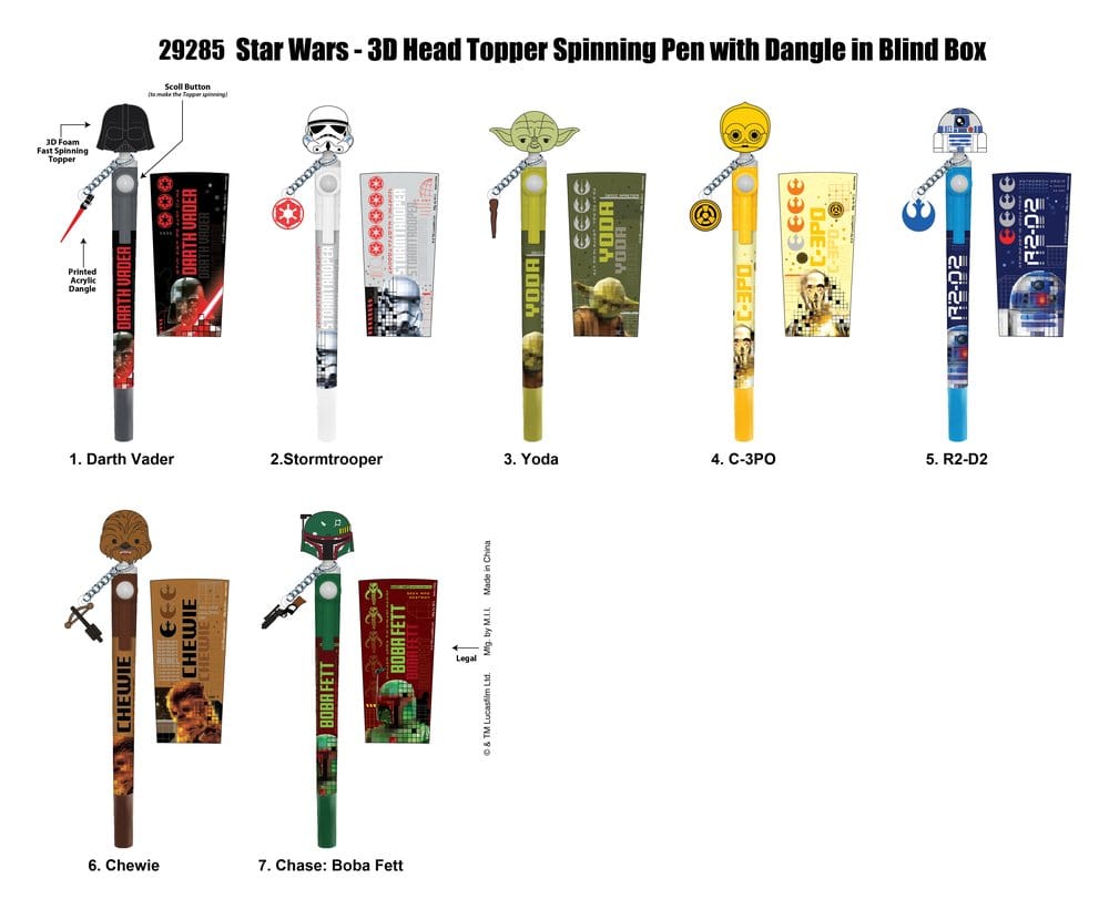 Star Wars 3D Head Topper Spinning Pen Expositor (16)