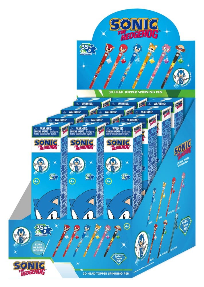 Sonic 3D Head Topper bolígrafo giratorio Expositor (12) Frikytopia