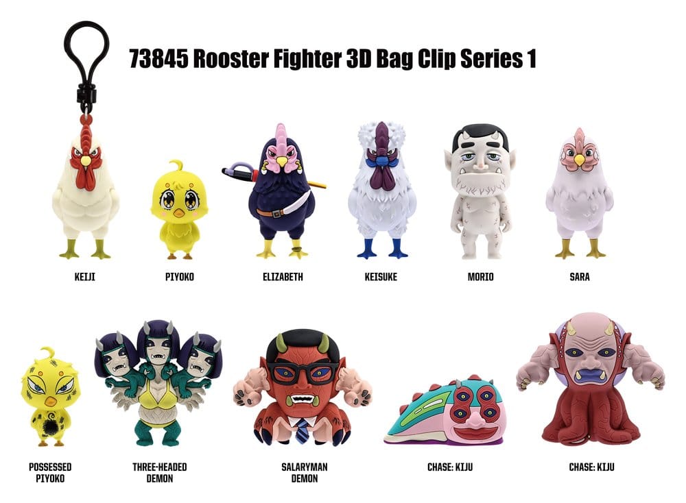 Rooster Fighter 3D Colgantes de PVC Serie 1 Blind Bag Display (24)