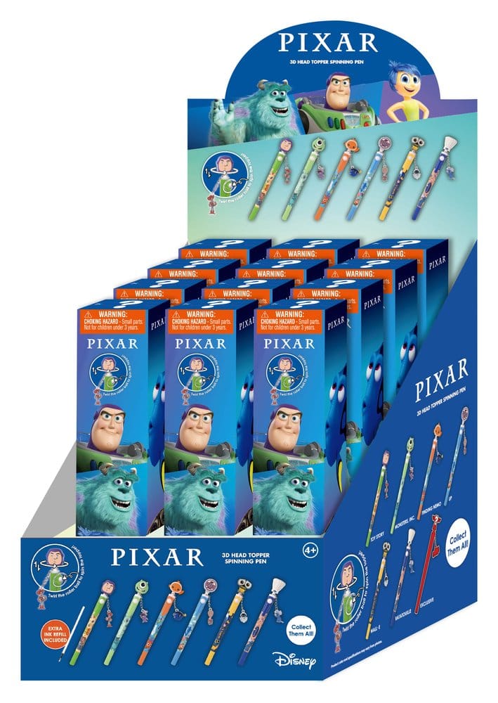 Pixar 3D Head Topper Bolígrafo Giratorio Expositor (12)