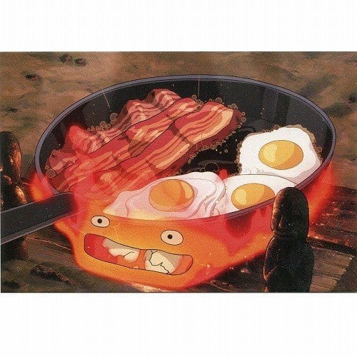 El castillo ambulante Caja de postales Calcifer bacon & egg