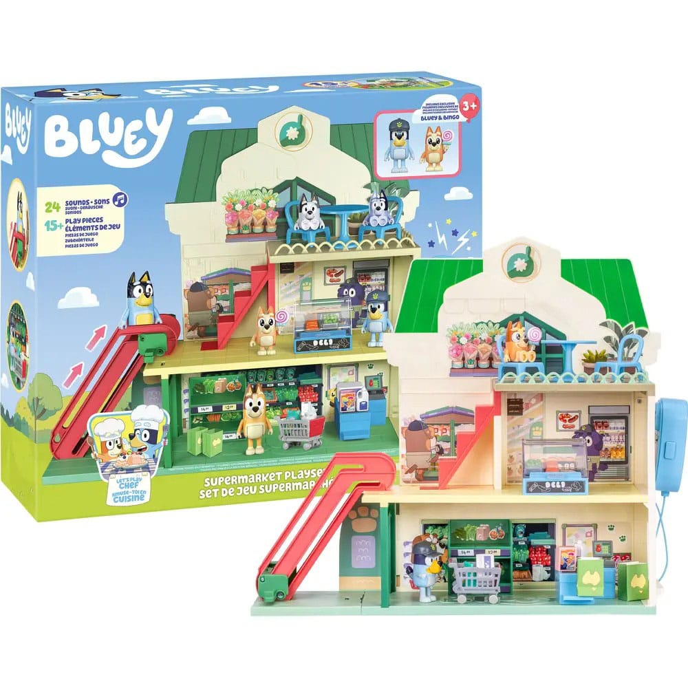 Bluey Set de juego Minifiguras Bluey Let's Play Chef Supermercado