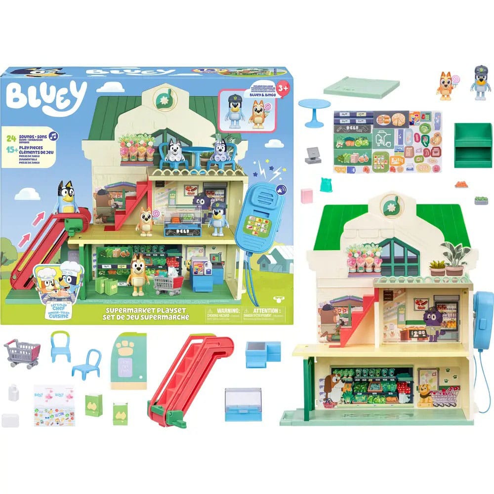 Bluey Set de juego Minifiguras Bluey Let's Play Chef Supermercado