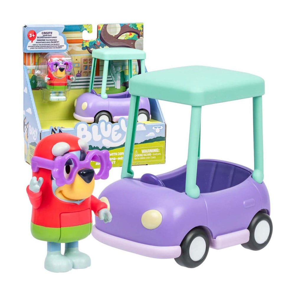 Bluey Set de juego Minifiguras Janet & El coche de la abuela