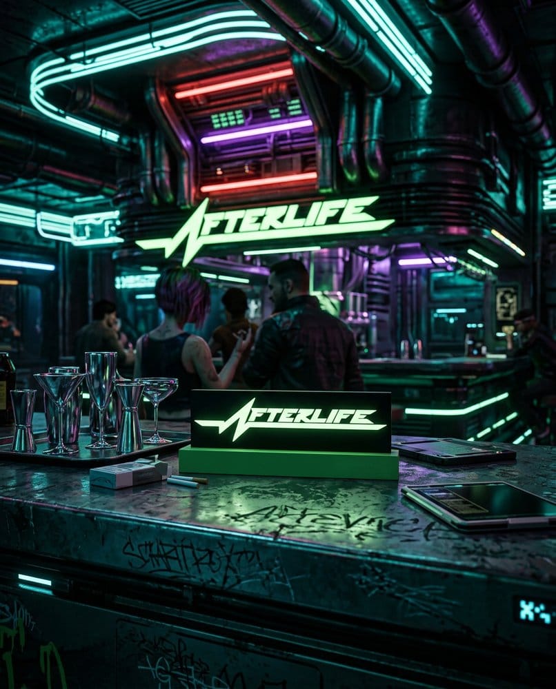 Cyberpunk 2077 Lámpara Logo Afterlife 8 cm