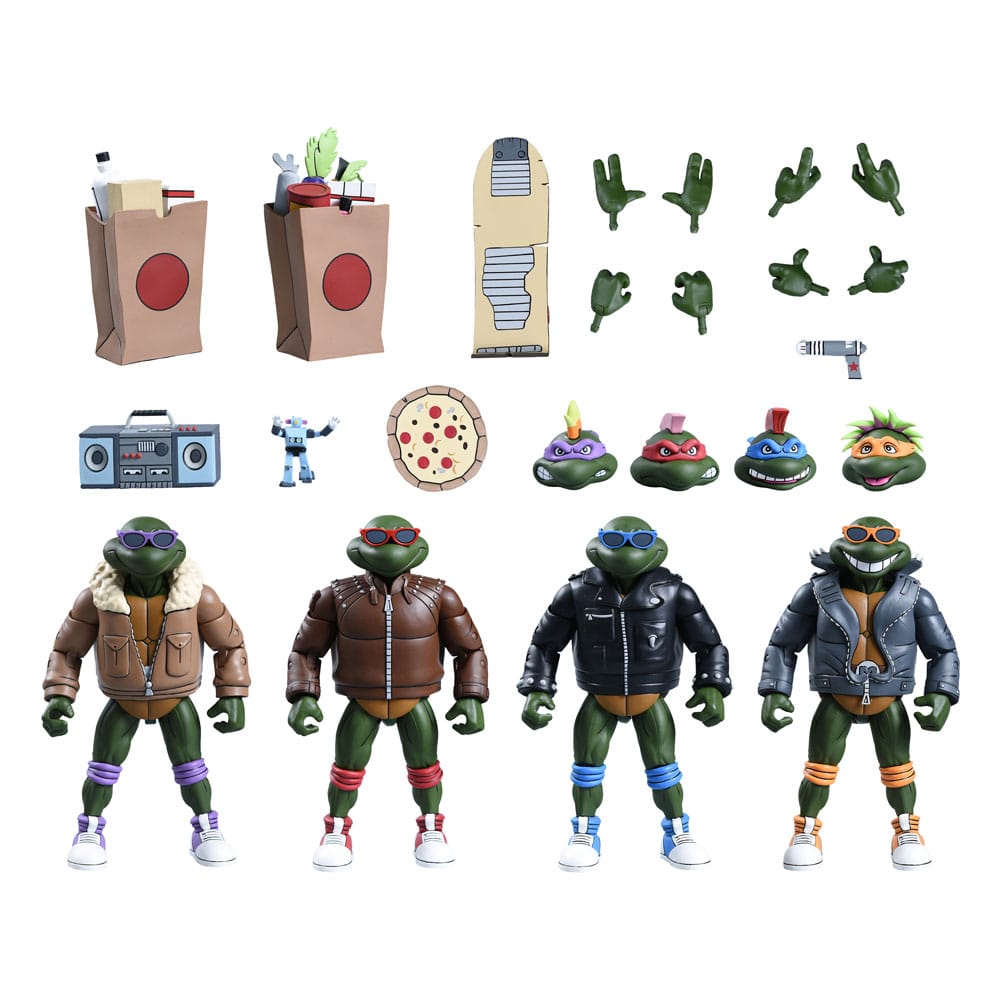 Figura neca teenage mutant ninja turtles cartoon punk turtles pack 4 scale action 18cm