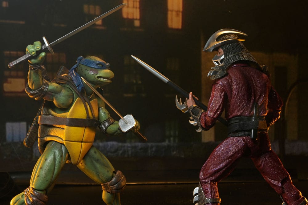 Tortugas Ninja (1990 Movie) Figura Roof Top Battle Shredder vs Leo 18 cm