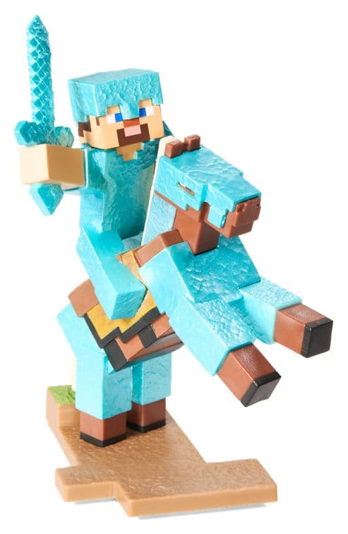 Minecraft Figura Diorama Diamond Armor Steve y Caballo 18 cm