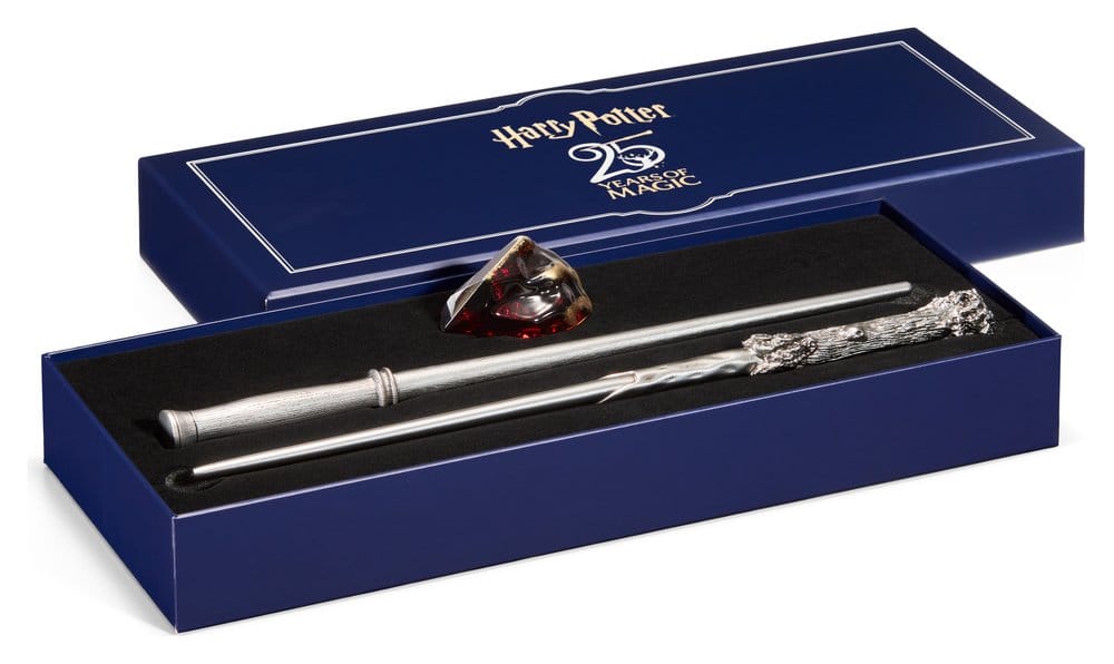 Harry Potter Celebration Wand Harry Potter 25th Anniversary Wands and Sorcerer's Stone Set Frikytopia