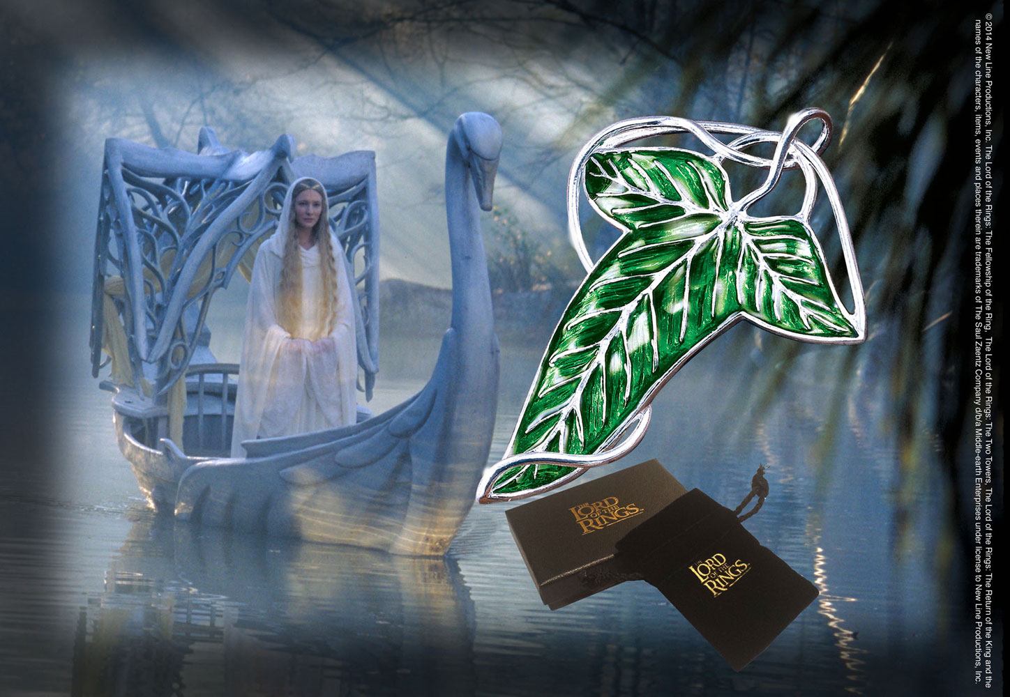 El Señor de los Anillos Broche Hoja Élfica (bañado en plata)