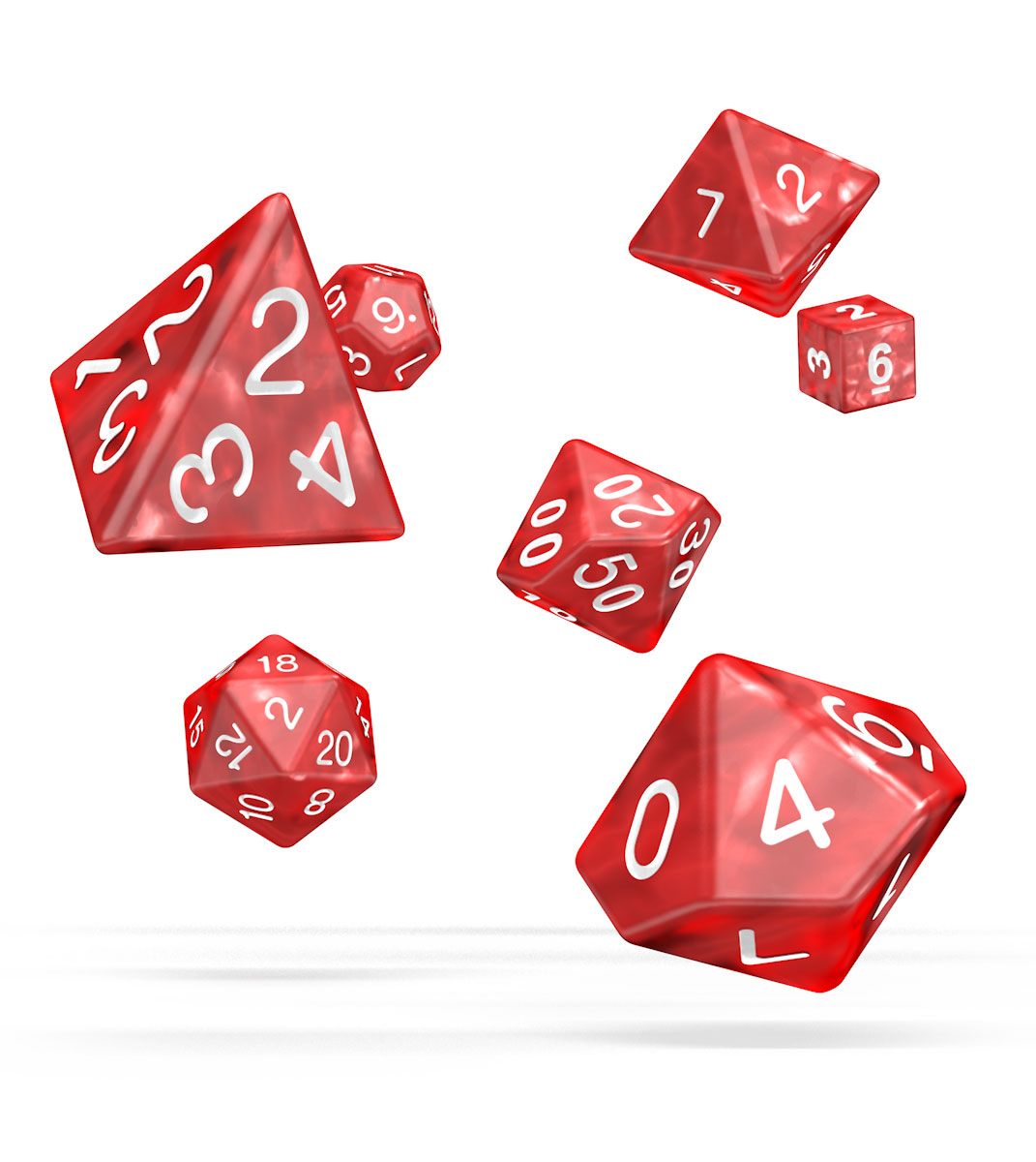 Oakie Doakie Dice Dados RPG-Set Marble - Rojo (7)