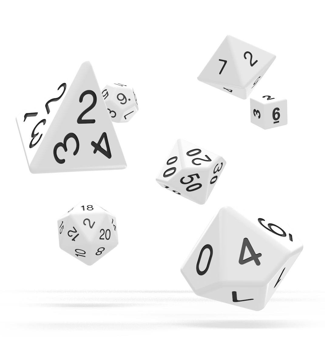 Oakie Doakie Dice Dados RPG-Set Solid - Blanco (7) Frikytopia