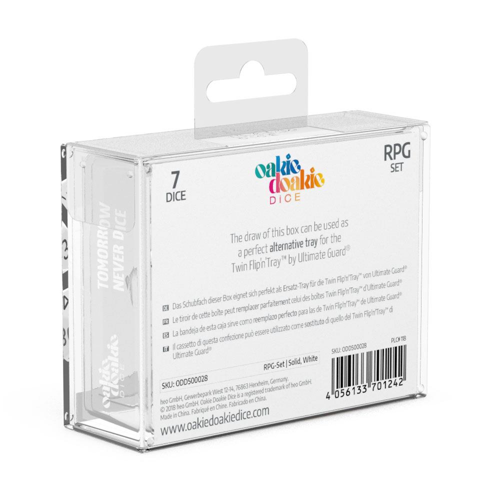 Oakie Doakie Dice Dados RPG-Set Solid - Blanco (7)