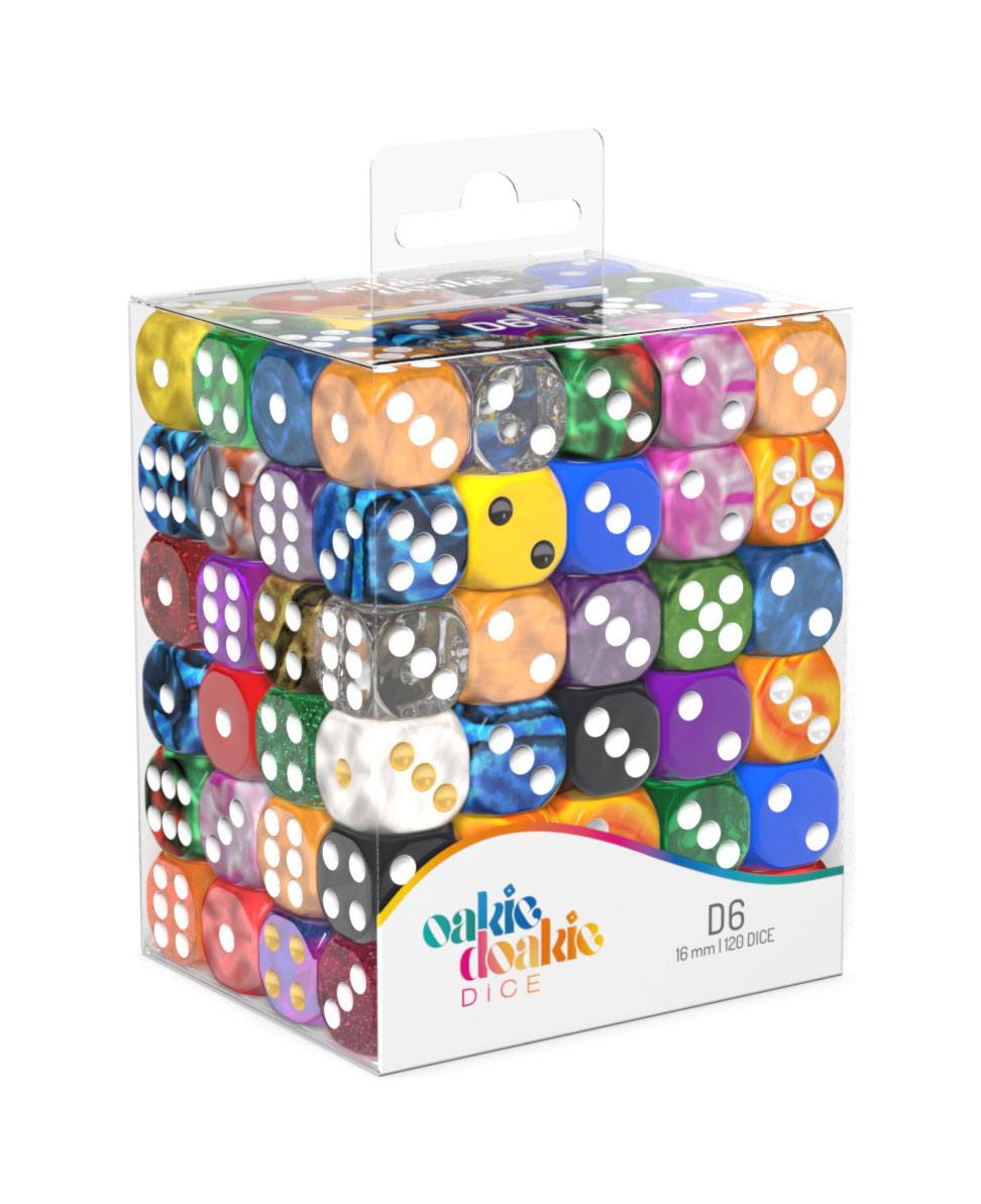 Oakie Doakie Dice Dados D6 16 mm Retail Pack Mixed (120)