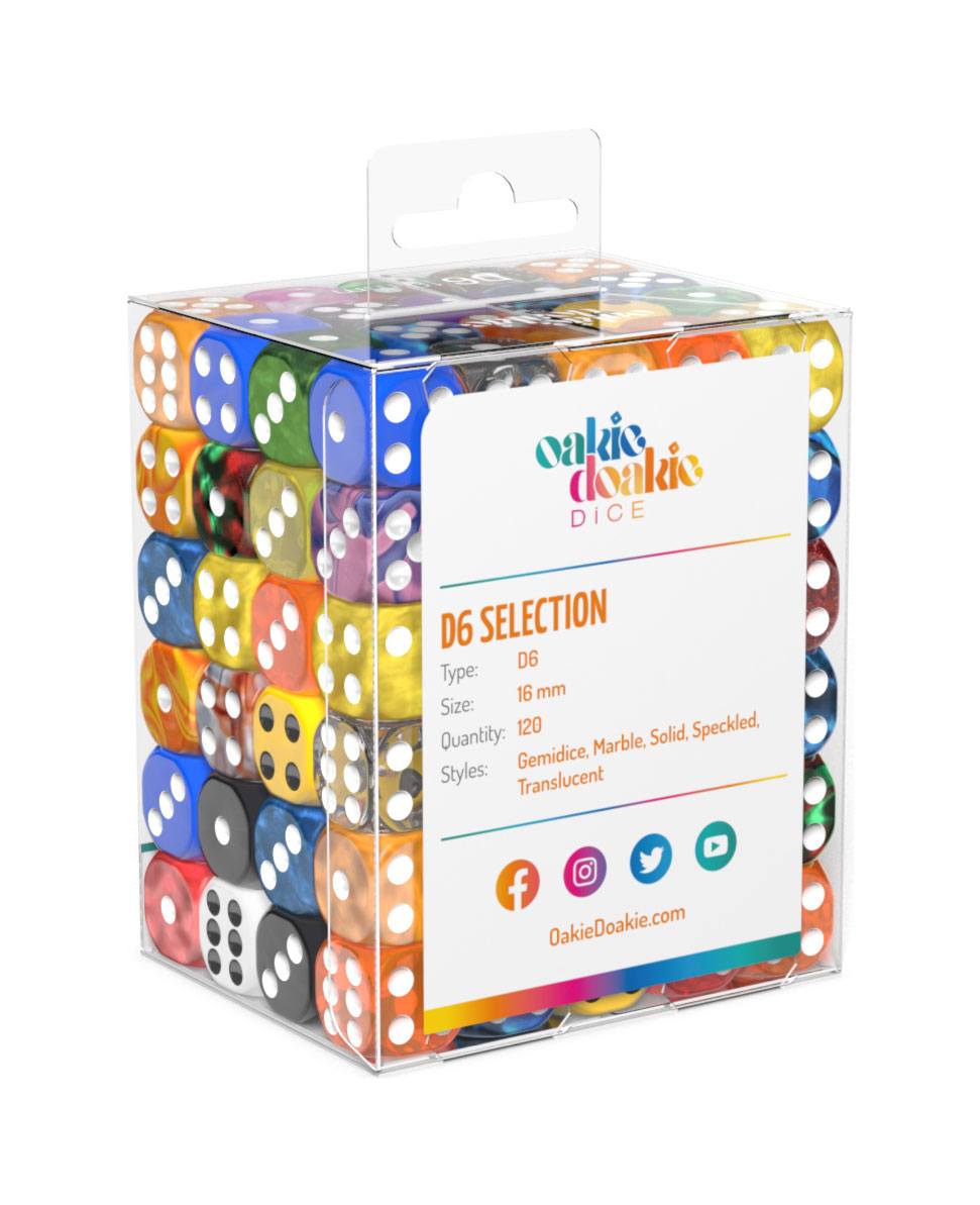 Oakie Doakie Dice Dados D6 16 mm Retail Pack Mixed (120)