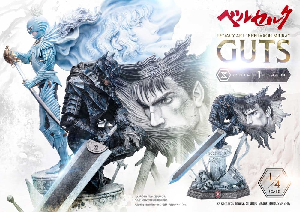 Berserk Legacy Art "Kentarou Miura" Estatua 1/4 Guts 74 cm