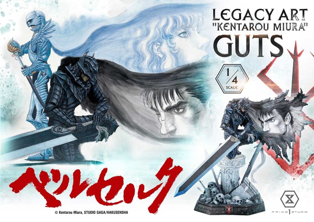 Berserk Legacy Art "Kentarou Miura" Estatua 1/4 Guts 74 cm